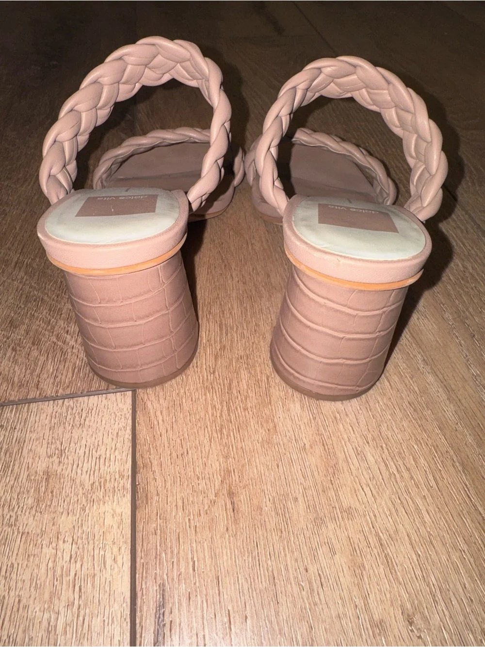Dolce Vita Tan Braided Two-Strap Block Heel